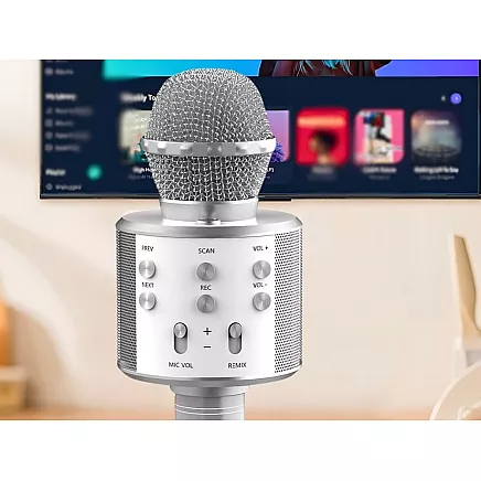 Wireless microphone bluetooth karaoke speaker round with case various modes