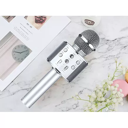 Wireless microphone bluetooth karaoke speaker round with case various modes