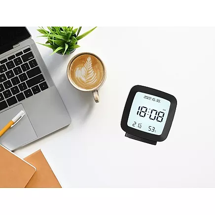 Alarm clock with date and temperature with snooze function lcd moisture in the air