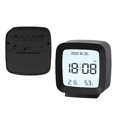 Alarm clock with date and temperature with snooze function lcd moisture in the air
