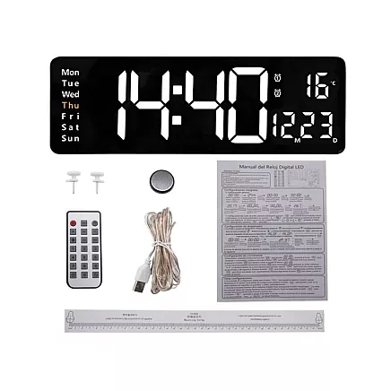 Electronic clock digital led pendant date temperature alarm clock days