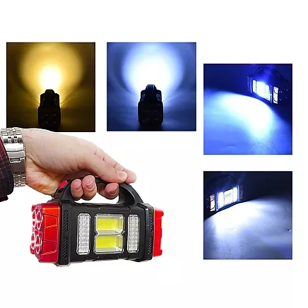Solar torch portable rechargeable led cob powerbank floodlight