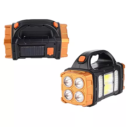 Solar torch portable rechargeable led cob powerbank floodlight