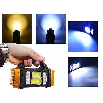 Solar torch portable rechargeable led cob powerbank floodlight