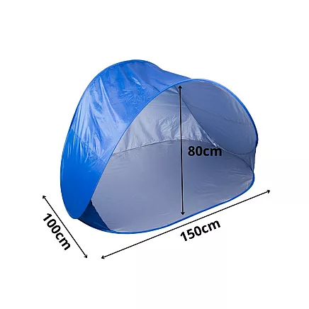 Pašizplešams pludmales telts ar UV aizsardzību, liels, zils