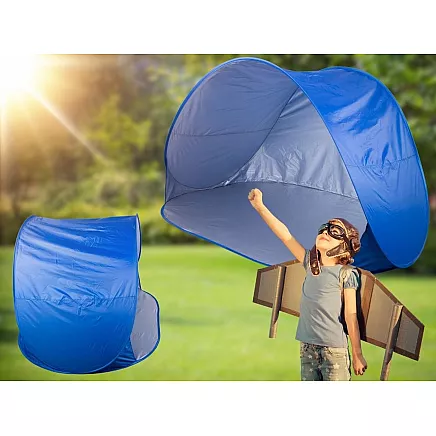 Pašizplešams pludmales telts ar UV aizsardzību, liels, zils