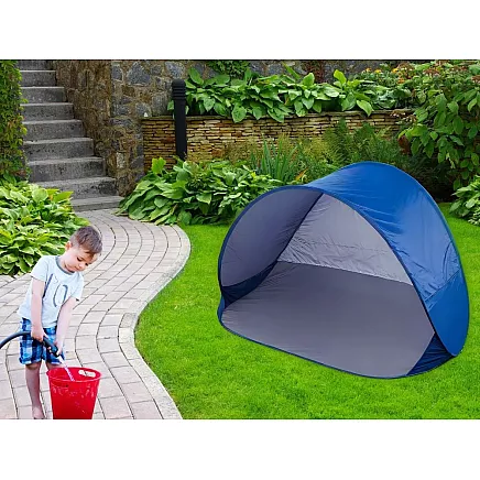 Pašizplešams pludmales telts ar UV aizsardzību, liels, zils
