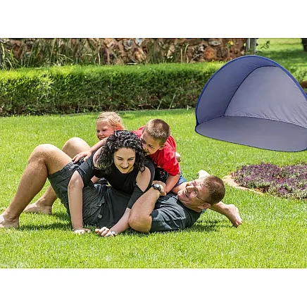 Pašizplešams pludmales telts ar UV aizsardzību, liels, zils