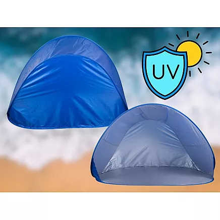 Pašizplešams pludmales telts ar UV aizsardzību, liels, zils