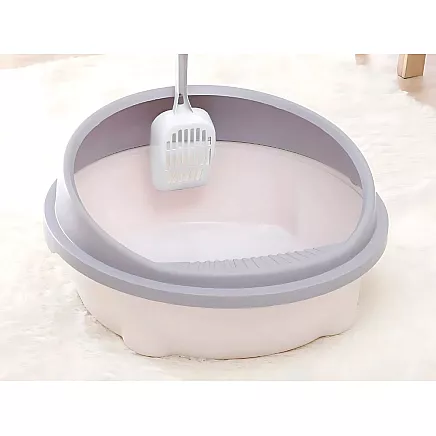Open litter tray large solid with paddle and high rim