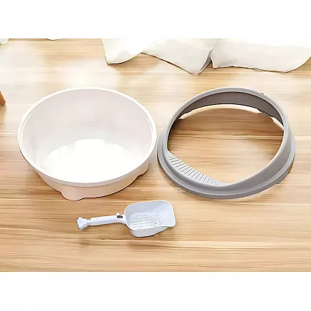 Open litter tray large solid with paddle and high rim