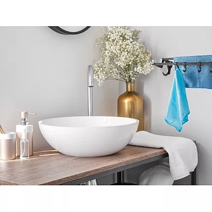 Bathroom hanger black for towels and accessories 40cm without drilling 4 hooks