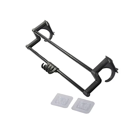 Bathroom hanger black for towels and accessories 40cm without drilling 4 hooks