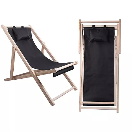 Wooden deckchair beach chairs folding garden cushion beach chair