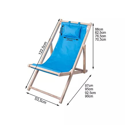 Wooden deckchair beach chairs folding garden cushion beach chair
