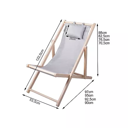Wooden deckchair beach chairs folding garden cushion beach chair