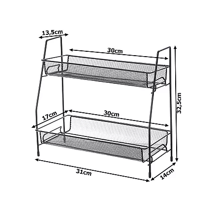 Virtuves plaukts virtuves organizators pastāvīgs divlīmeņu bēniņu garšvielu