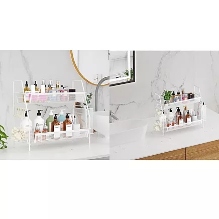 Kitchen shelf loft kitchen organiser two-storey stand with basket