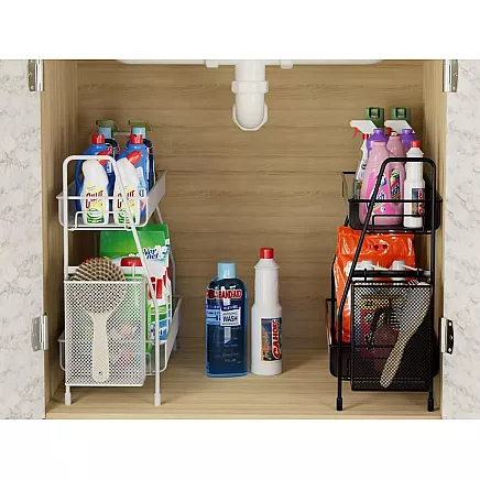 Kitchen shelf loft kitchen organiser two-storey stand with basket