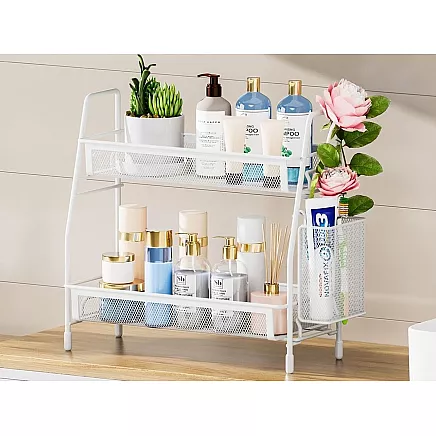Kitchen shelf loft kitchen organiser two-storey stand with basket