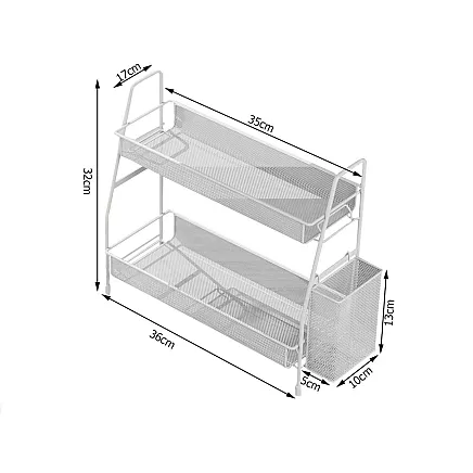 Kitchen shelf loft kitchen organiser two-storey stand with basket
