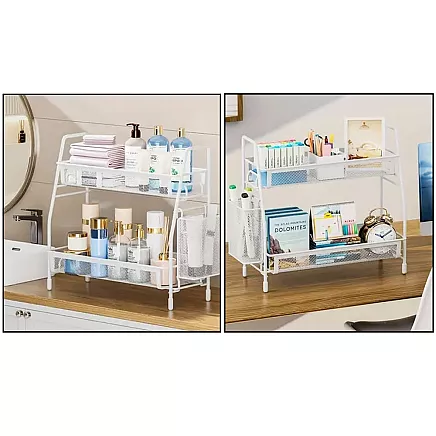 Kitchen shelf loft kitchen organiser two-storey stand with basket