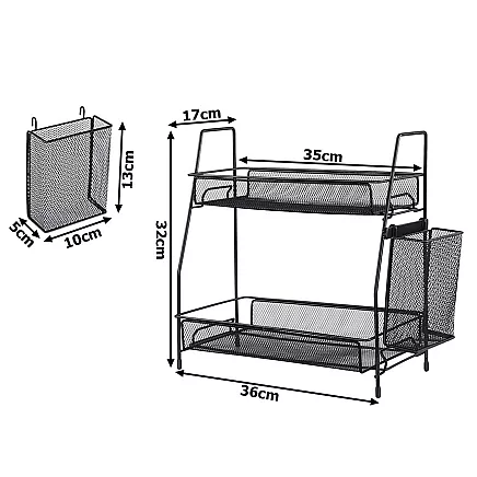 Kitchen shelf loft kitchen organiser two-storey stand with basket
