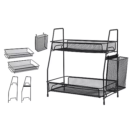 Kitchen shelf loft kitchen organiser two-storey stand with basket