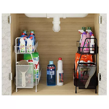 Kitchen shelf loft kitchen organiser two-storey stand with basket