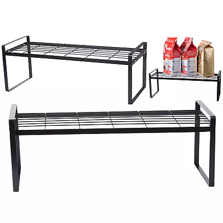 Metal shelf single tier kitchen organiser stand black for the kitchen