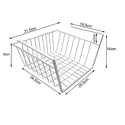Hanging basket under shelf metal basket organiser kitchen basket white