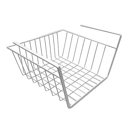 Hanging basket under shelf metal basket organiser kitchen basket white