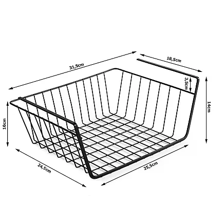 Hanging basket under shelf metal basket organiser kitchen basket white