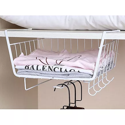 Metal basket under cabinet top 5 hooks paper holder