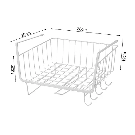Metal basket under cabinet top 5 hooks paper holder