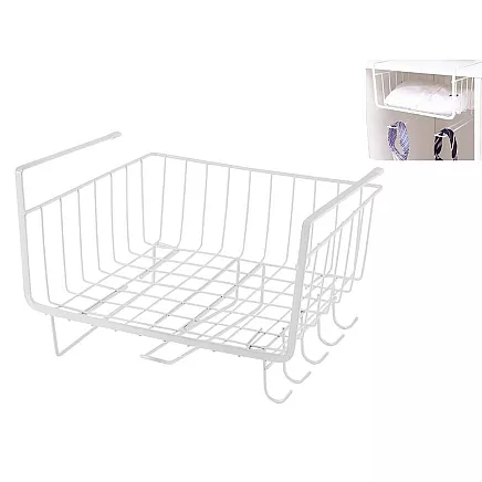 Metal basket under cabinet top 5 hooks paper holder