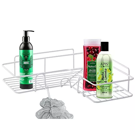 Loft corner bathroom shower shelf hanging hook white