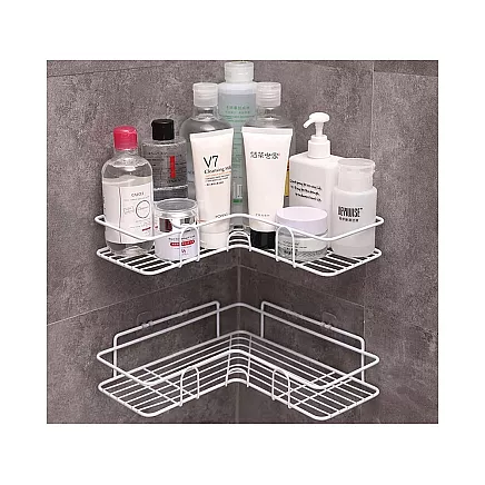 Loft corner bathroom shower shelf hanging hook white