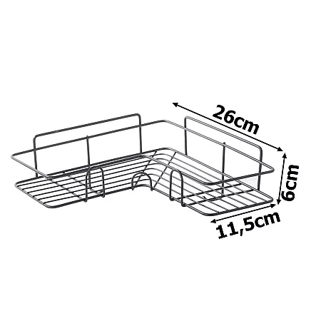 Loft corner bathroom shower shelf hanging hook black