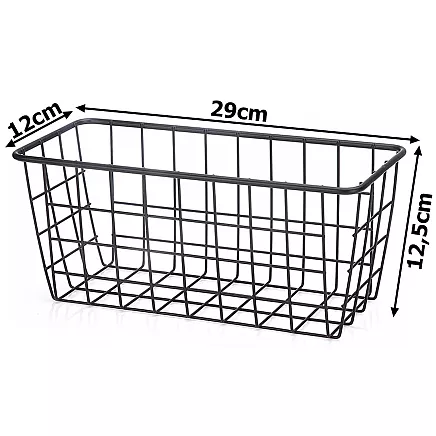 Hanging basket metal organiser hanging kitchen shelf black