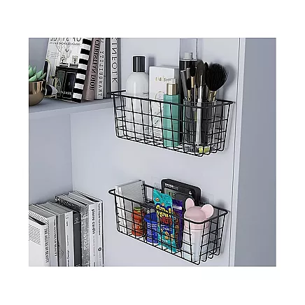 Hanging basket metal organiser hanging kitchen shelf black