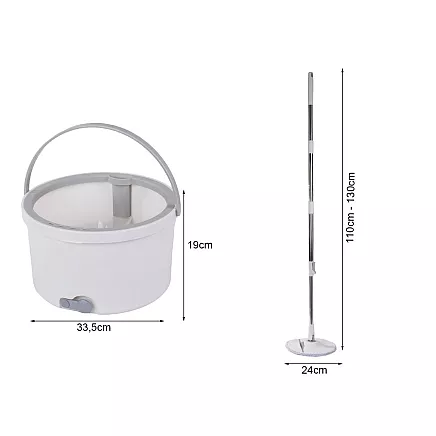 Rotary mop 360 spin bucket set 2x microfibre pads