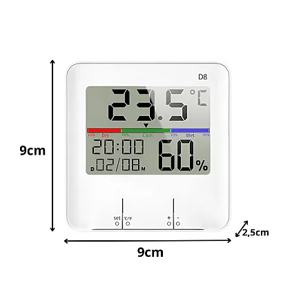 Thermometer weather station internal hygrometer clock battery lcd
