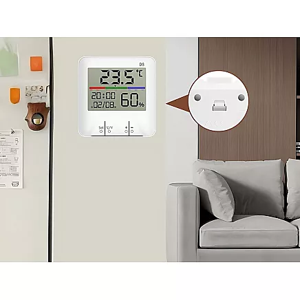 Thermometer weather station internal hygrometer clock battery lcd