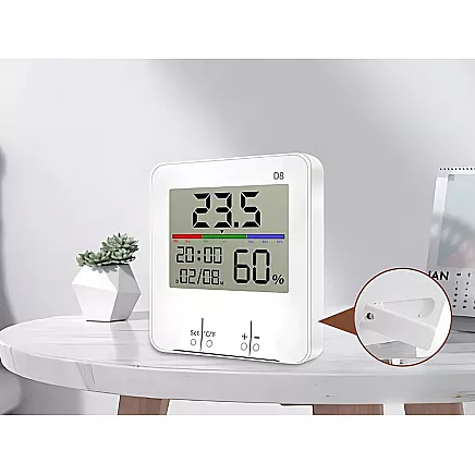 Thermometer weather station internal hygrometer clock battery lcd