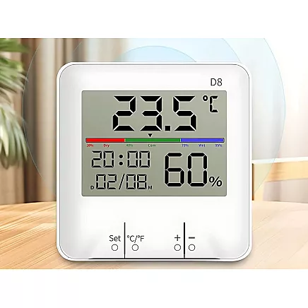 Thermometer weather station internal hygrometer clock battery lcd