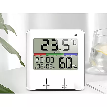 Thermometer weather station internal hygrometer clock battery lcd