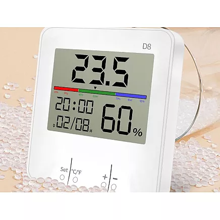 Thermometer weather station internal hygrometer clock battery lcd