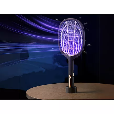 Electric fly swatter for mosquitoes moths insects with uv lamp with stand