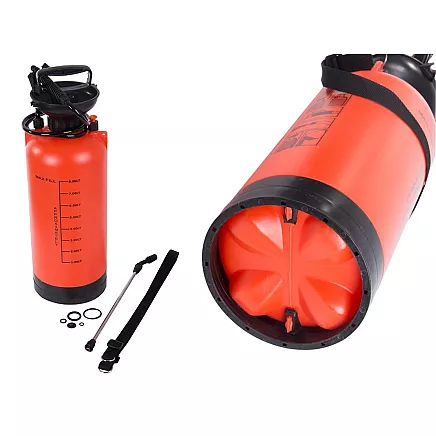 Rokas spiediena dārza smidzinātājs ar garu lance, 8L, siksna, oranžs